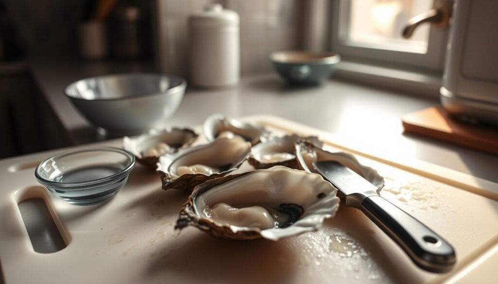 preparing oyster shells for oven
